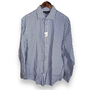 NWT Tommy Hilfiger Blue Plaid Semi Spread Dress Shirt M 15.5 32/33
